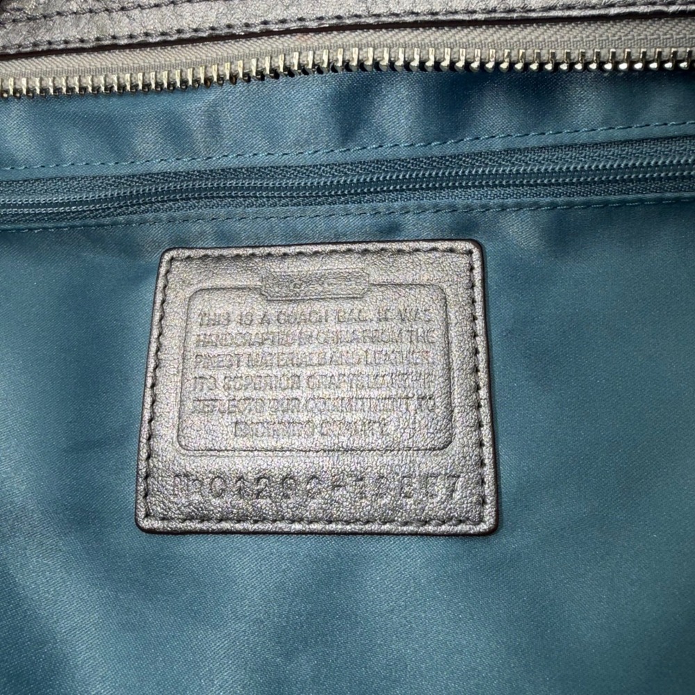 Coach Poppy Quilted Metallic Leather Tote Bag Silver Shoulder Handbag - Picture 5 of 10